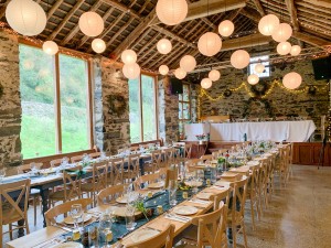 Wooden tables in Big barn